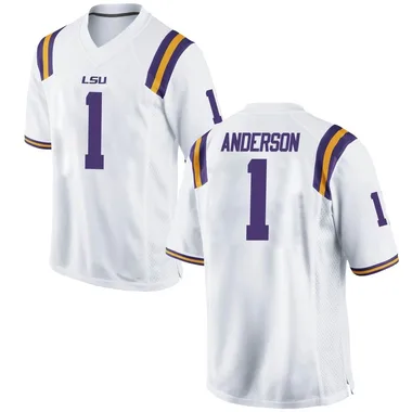 Men's Game Aaron Anderson LSU Tigers Football College Jersey - White