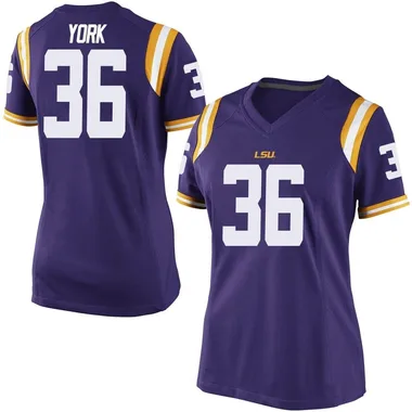 Women's Game Cade York LSU Tigers Football College Jersey - Purple