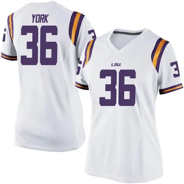 Women's Replica Cade York LSU Tigers Football College Jersey - White